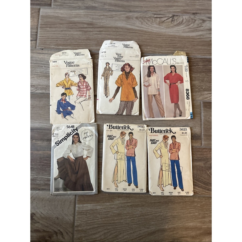 Lot Of 6 Patterns Simplicity Butterick McCall Vogue Look Vintage